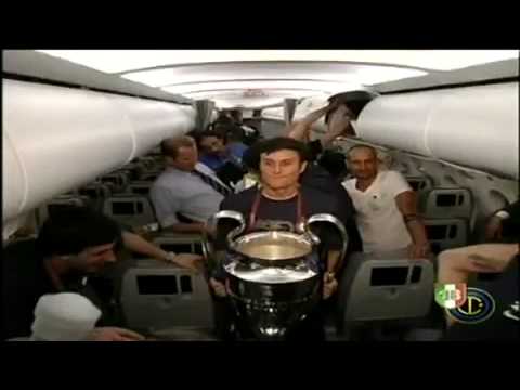 InterMilan players on the plane returning to Milan After Champions League 2010