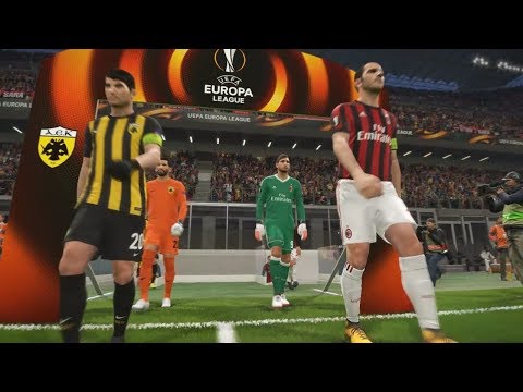 PES 2018 UEFA Europa League (A.C. Milan vs AEK Athens F.C. Gameplay)