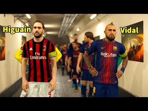 PES 2018 | AC MILAN VS BARCELONA | Arturo Vidal, Higuain Debut | Gameplay PC